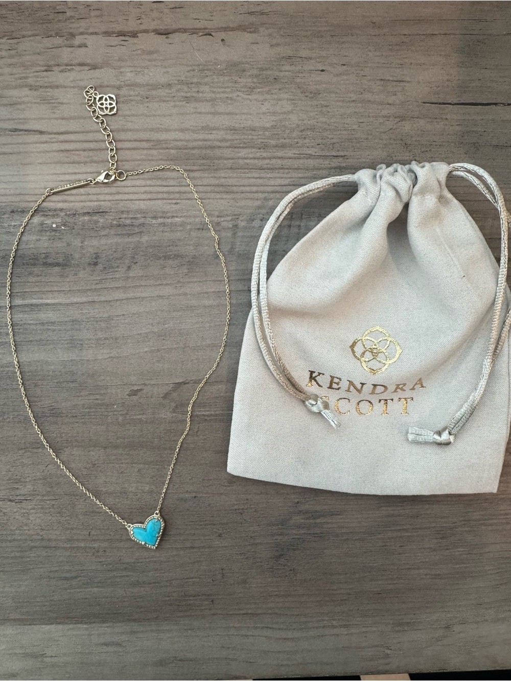 Kendra Scott Ari Gold Heart Necklace with Turquoise Stone